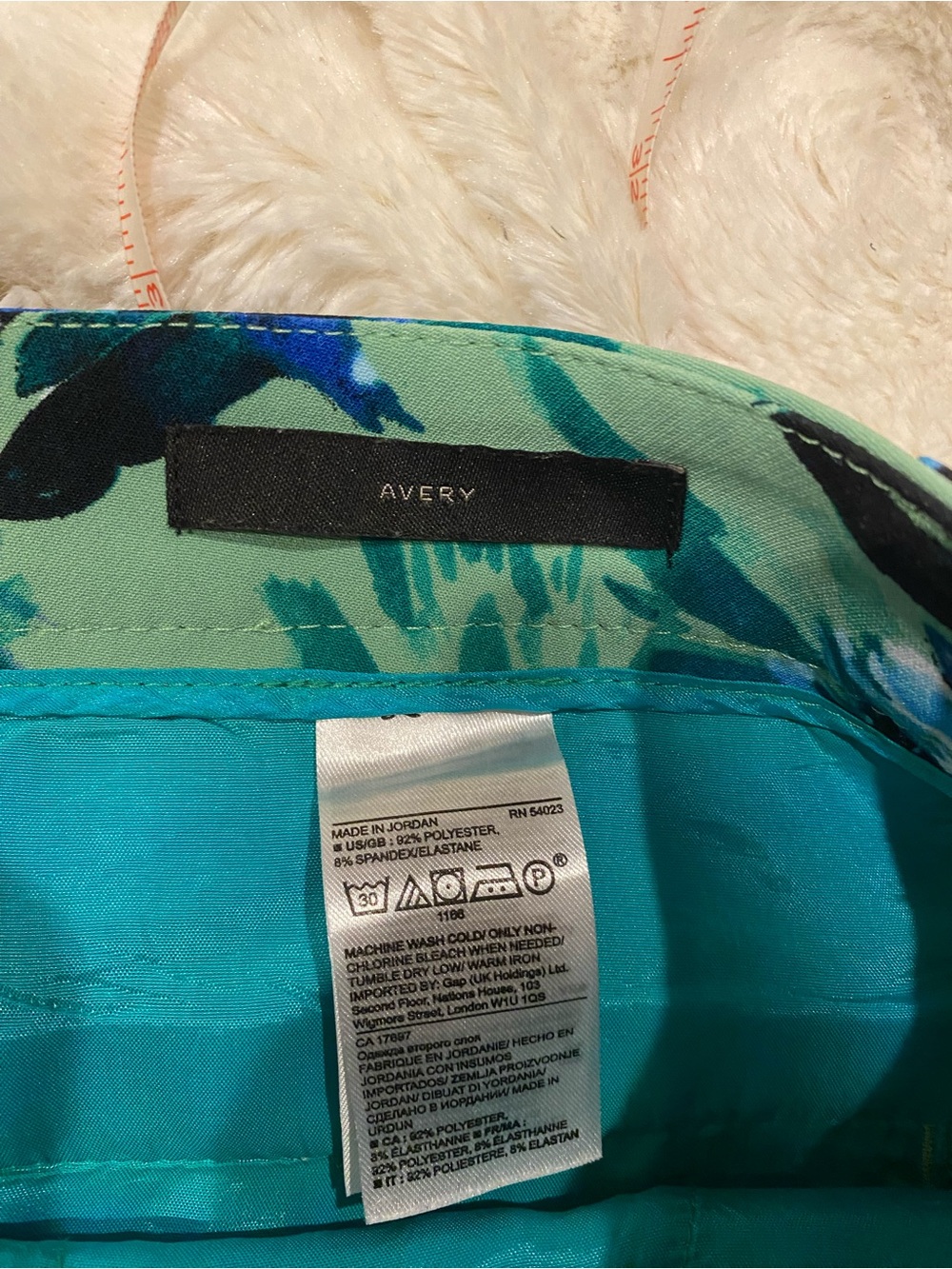 Banana Republic Green Avery Cropped Pants with Blue Floral Print size 12 - Picture 6 of 9